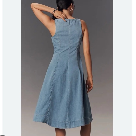 Reformation Sebastien Denim Midi Dress Blue - Picture 4 of 9